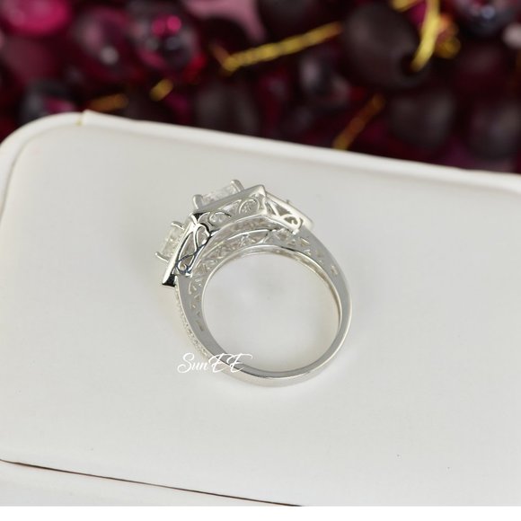 NEW 925 STERLING SILVER RADIANT ENGAGEMENT RING 7 - Picture 6 of 6